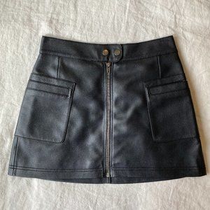 Free People High A-Line Faux Leather Mini Skirt